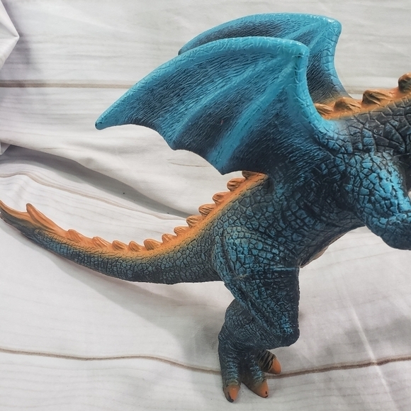 Blue Orange Dragon 11.5 Inch Soft Rubber Toy 2018 Open Mouth - Picture 6 of 10